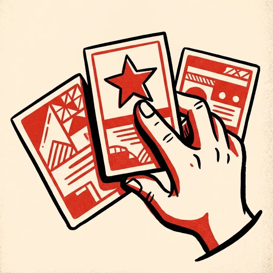 Illustrazione: una mano sceglie la card del piano